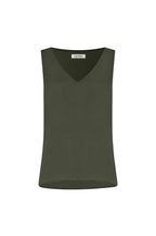 Perla Reversible Neckline Sleeveless Top in Olive