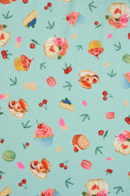 Lily Off Shoulder Dress In Pastel Afternoon Tea Cakes Print