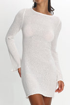 Carousel Backless Knit Mini Dress White