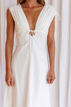 Cape Cod Drawstring Accent Midi Dress White