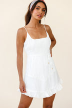 Charmed Pintuck Pleat Spaghetti Strap Dress White
