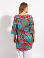 Dorrigo Top in Grey Red Floral