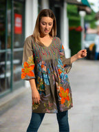 Dorrigo Top in Khaki Birds