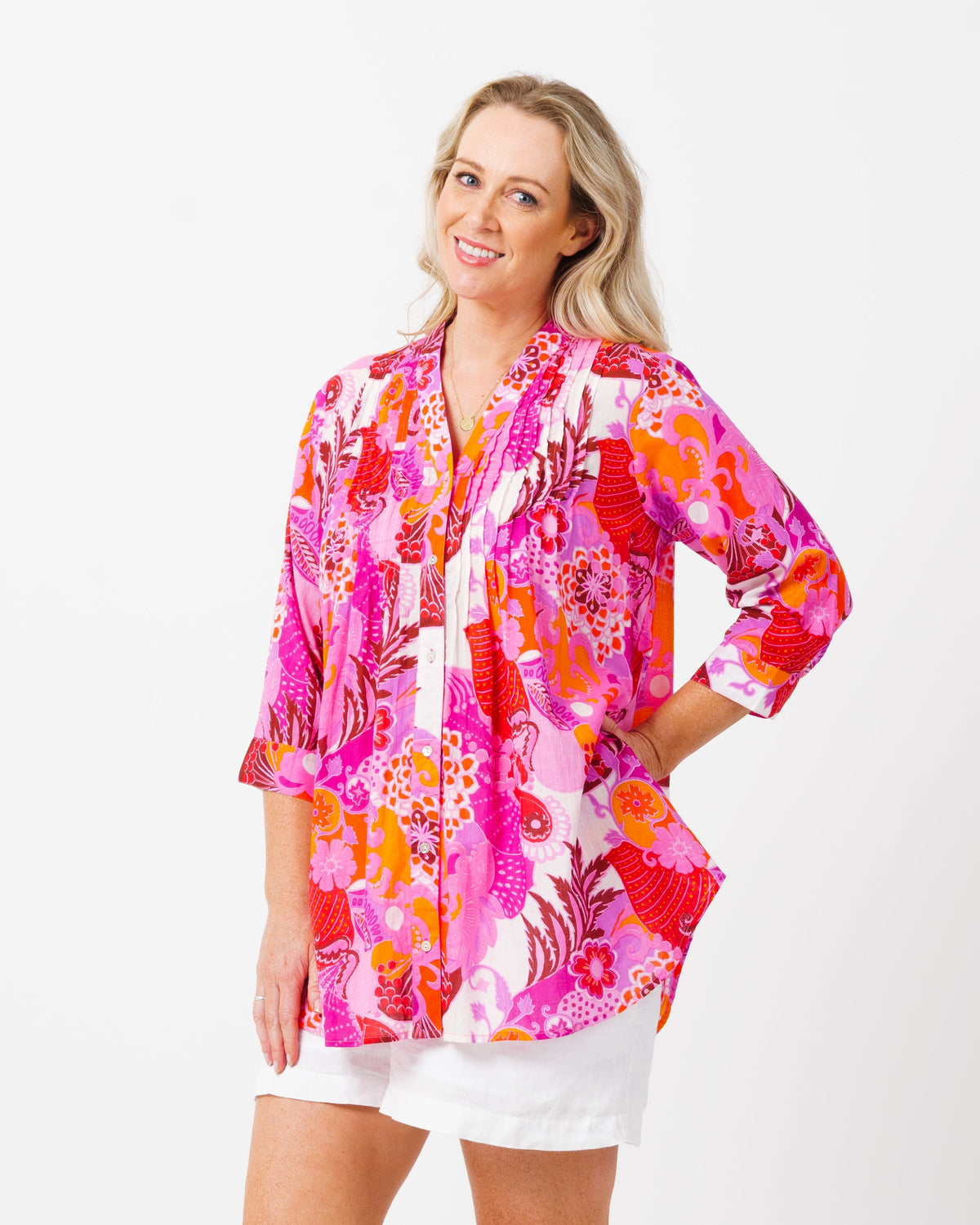 Palm Cove Top in Kaleido Pink
