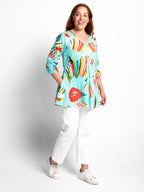 Daintree Top in Turquoise Poppies