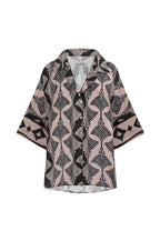 Tory Short Sleeve Collared Shirt Fan Print in Black & Espresso
