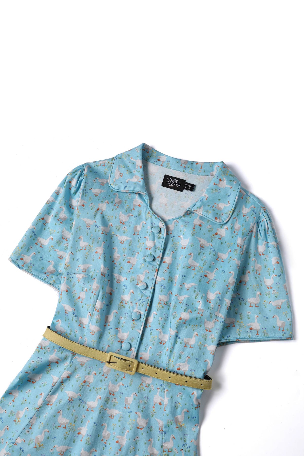 Penelope Duck Farm Shirt Dress In Light Blue