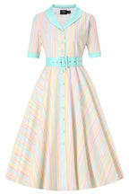 Mollie Pastel Striped Full Circle Shirt Dress