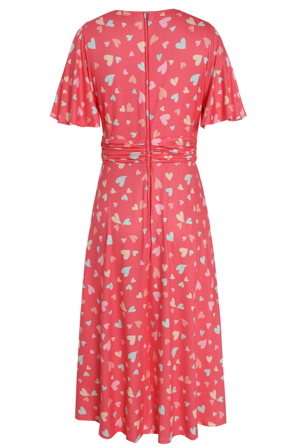 Donna Coral Heart Crossover Bust Tea Dress