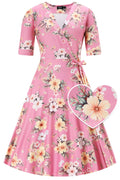 Matilda Pink Vintage Hibiscus Wrap Dress