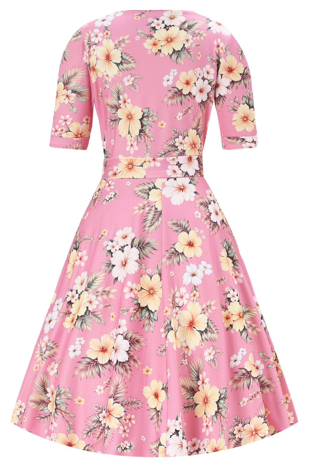 Matilda Pink Vintage Hibiscus Wrap Dress