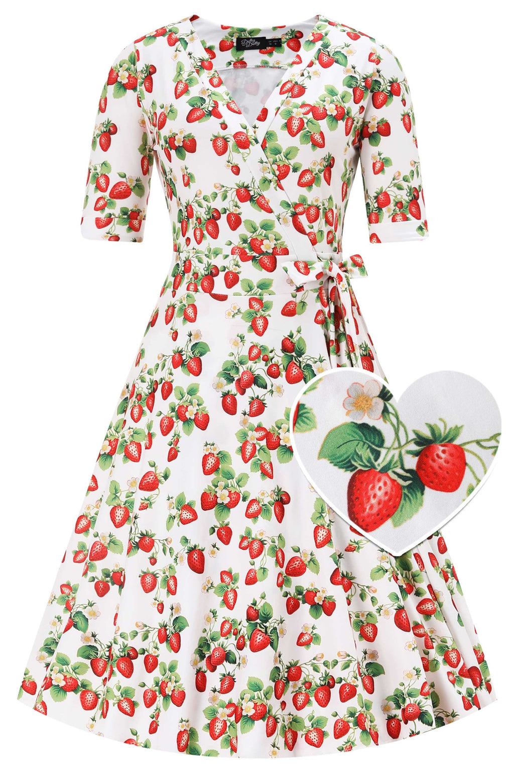 Matilda Summer Strawberry Wrap Dress In White