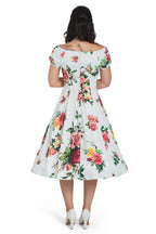 Lily Off Shoulder Rose Swing Dress In White