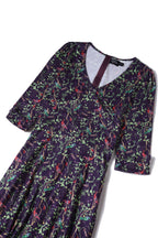 Katherine Purple Bird Long Sleeved Dress
