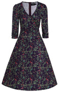 Katherine Purple Bird Long Sleeved Dress