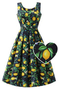 Ophelia Black Lemon Midi Dress