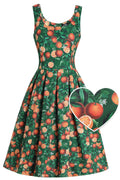 Amanda Orange Flared Dress In Green