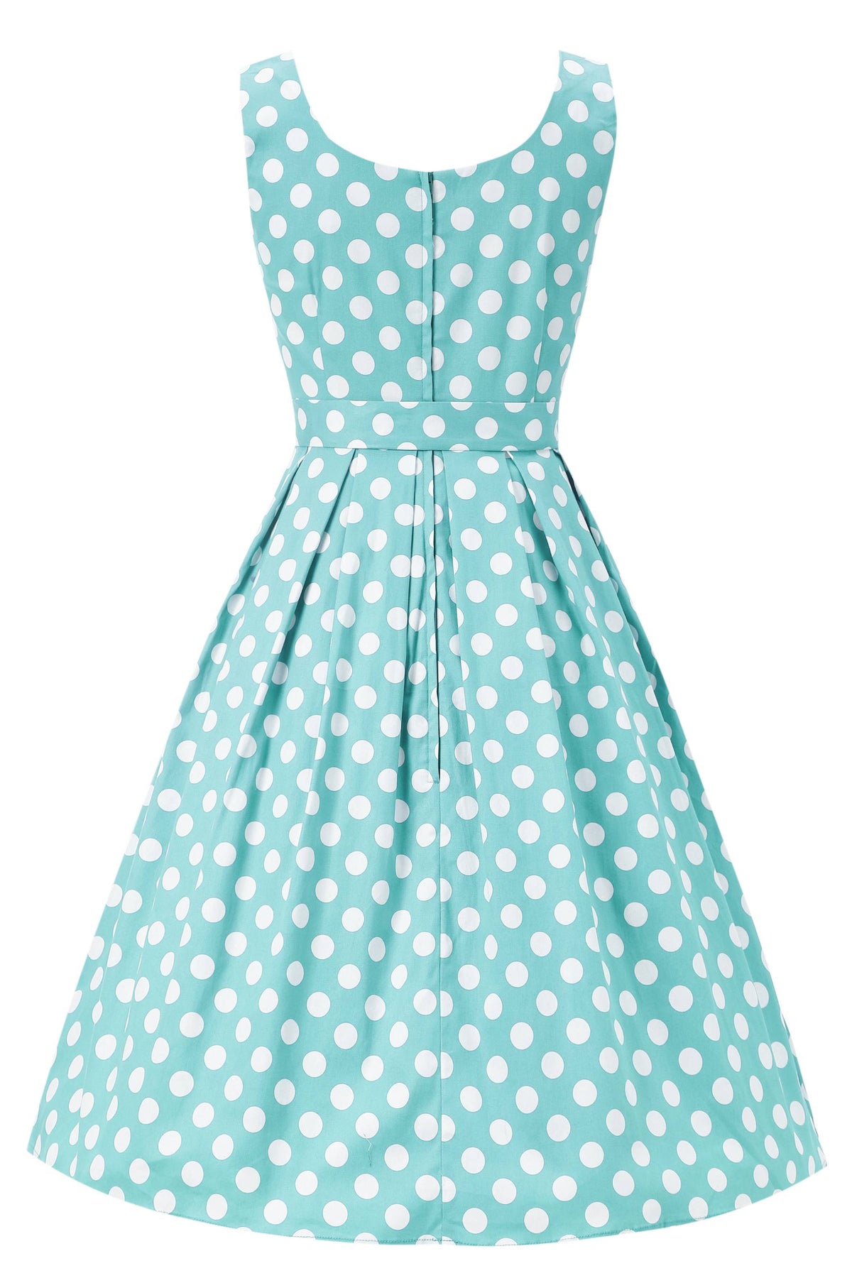 Amanda Polka Dot Flared Dress In Mint Green