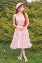 Amanda Polka Dot Flared Dress In Pink