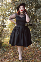 Elizabeth Vintage Style Mesh Party Dress in Black