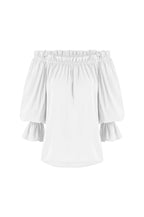 Vittoria Frill Trim Off Shoulder Long Sleeve Top Ivory