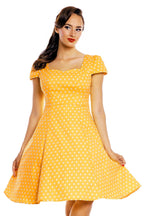 Claudia Flirty Fifties Style Dress in Yellow