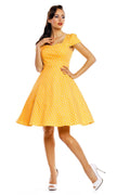 Claudia Flirty Fifties Style Dress in Yellow