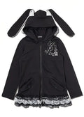 ACDC Rag Alice Gothic Rabbit Ears Zip Up Hoodie — front view