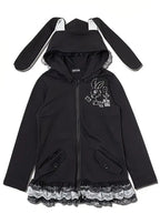 ACDC Rag Alice Gothic Rabbit Ears Zip Up Hoodie — front view