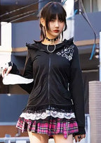 ACDC Rag Alice Gothic Rabbit Ears Zip Up Hoodie — detail shot