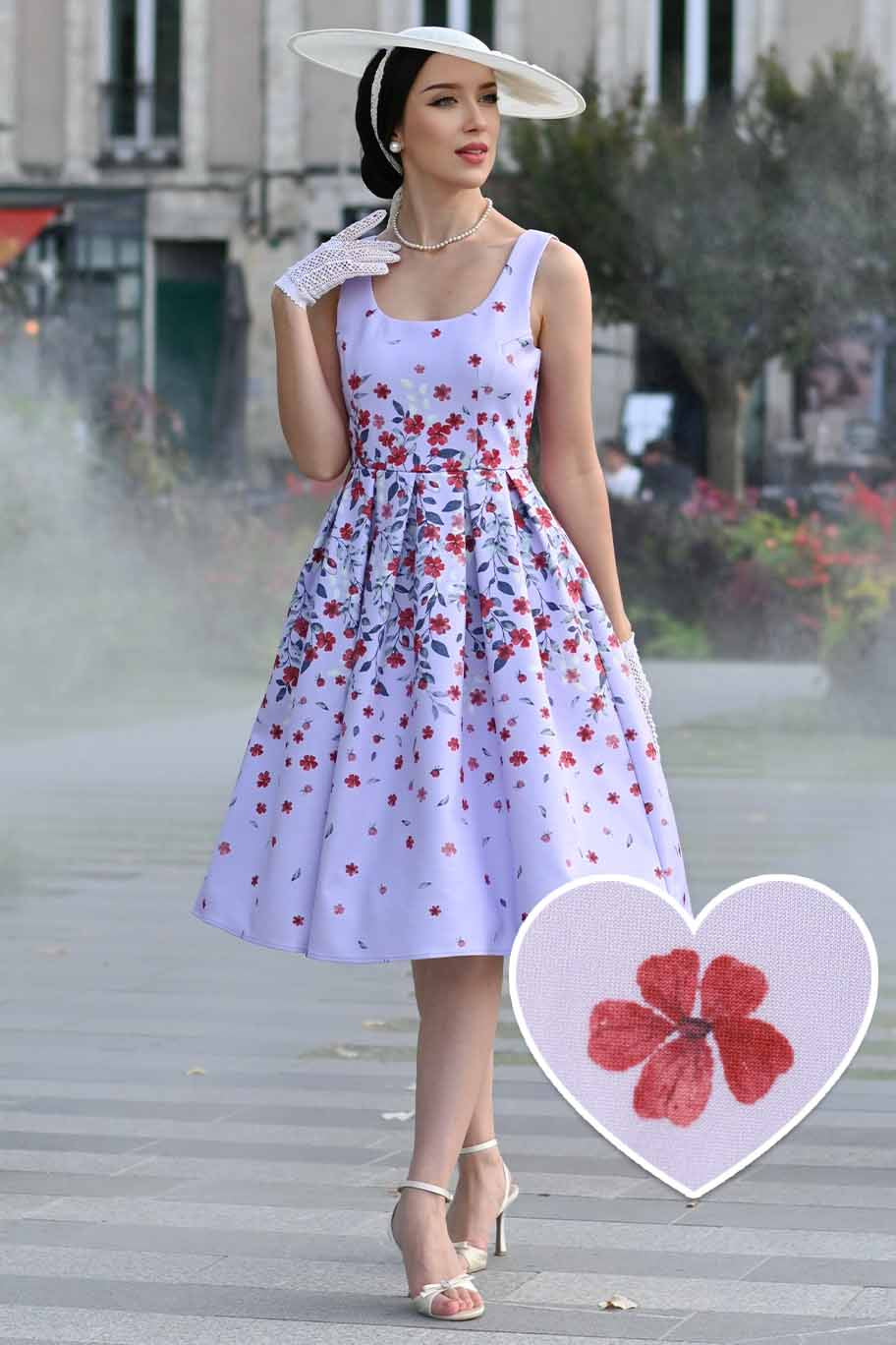 Amanda Lilac Falling Flower Swing Dress