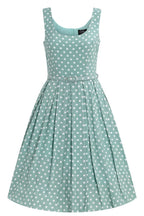Amanda Polka Dot Flared Dress In Smoke Green
