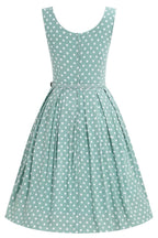 Amanda Polka Dot Flared Dress In Smoke Green