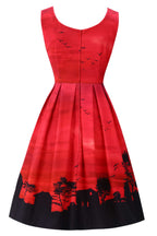 Amanda Red Sunset Flared Dress