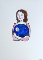 Amelia holding the night - mixed media