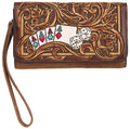 Angel Ranch Roxie Brown Suede Roxie Style Hand Tooled Ace Cards & Dice Wallet D330011202