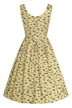 Amanda Yellow Antique Dinosaur Flared Dress