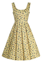 Amanda Yellow Antique Dinosaur Flared Dress
