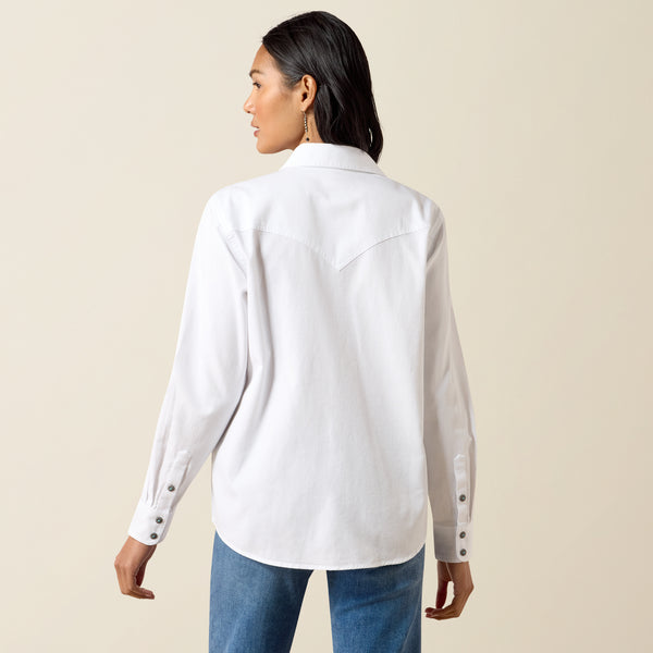 Ariat Women's Silver Horizon White Concho Snap Long Sleeve Western Shirt 10079428