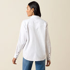 Ariat Women's Silver Horizon White Concho Snap Long Sleeve Western Shirt 10079428
