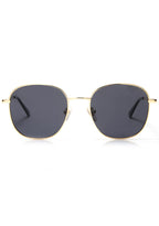 Dime Optics Avalon Sunglasses in matte gold grey with retro wire-rimmed round frame on festival sunglasses — front view