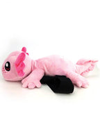 Sleepyville Critters Axolotl Plush Sling Backpack in pink with 3D axolotl plush on kawaii rave festival sling backpack — side view