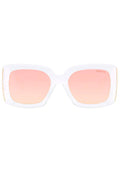 TopFoxx Bardot Sunglasses in rose gold with matte clear frame and mirrored lenses on festival sunglasses — front view
