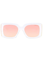 TopFoxx Bardot Sunglasses in rose gold with matte clear frame and mirrored lenses on festival sunglasses — front view