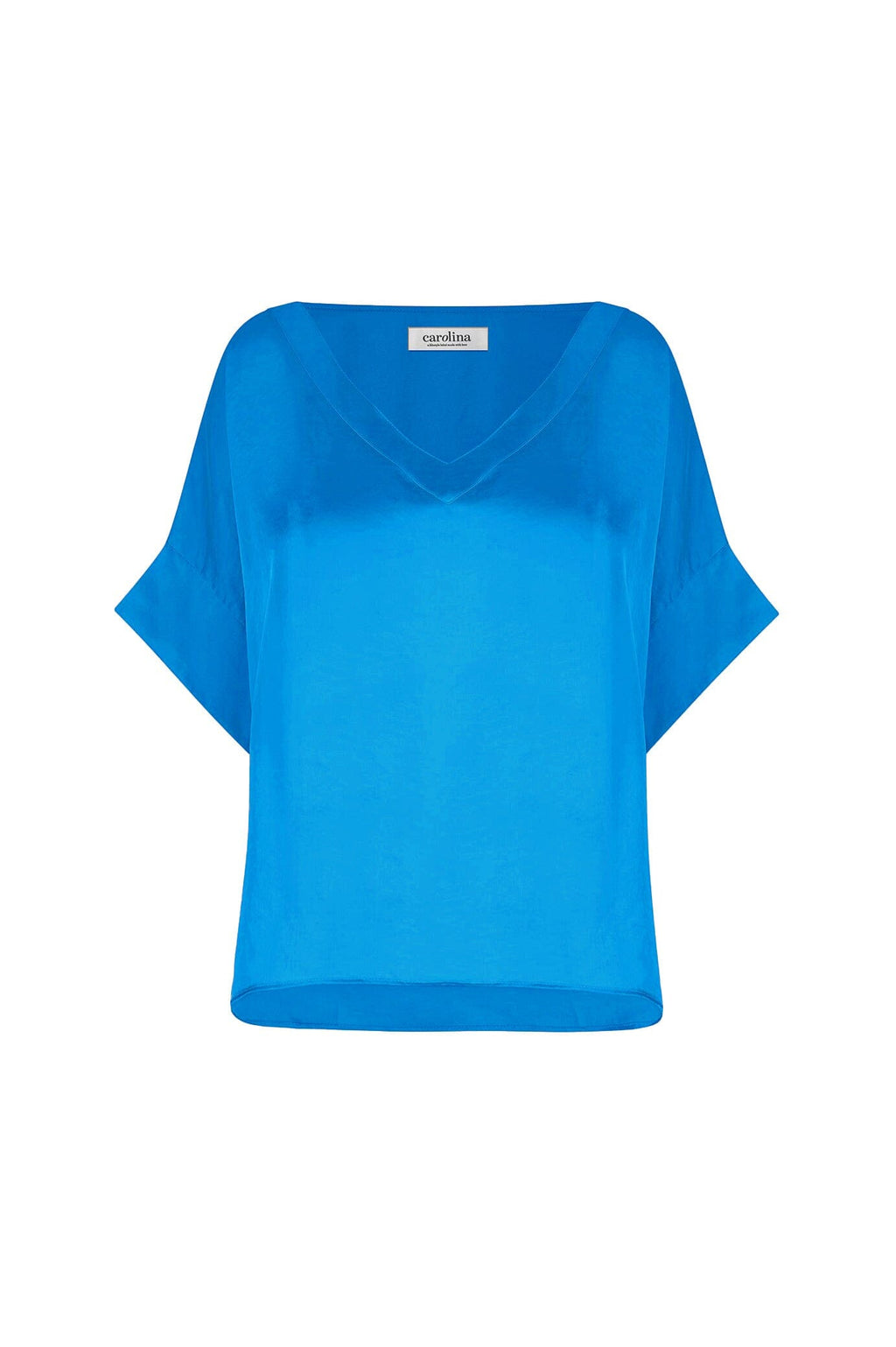 Bianca Short Sleeve Top Cobalt with V Neck