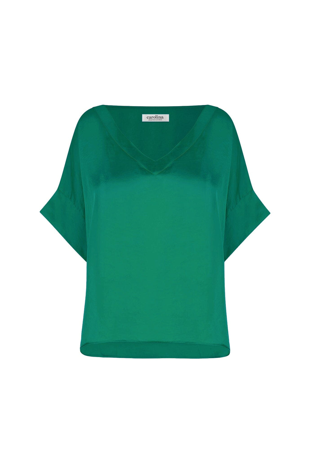 Bianca Short Sleeve Top Emerald with V Neck