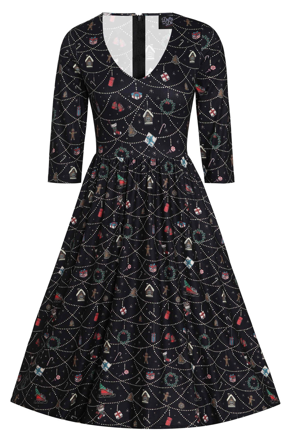 Billie Christmas Print Long Sleeved Dress