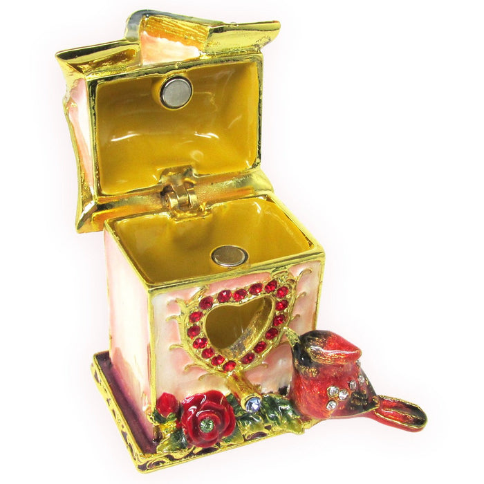 Birdhouse Jeweled Trinket Box Austrian Crystals,
