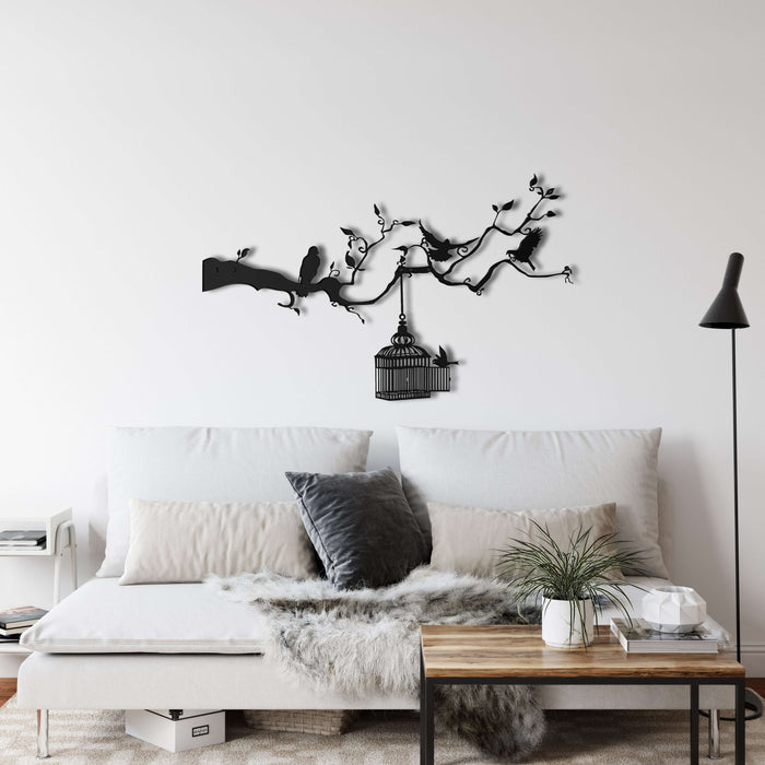Birds and Cage Metal Wall Art - Decor available at Dekadron for $99.90