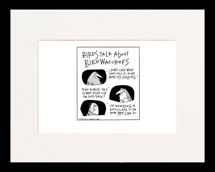 Birds Talk About Birdwatchers Cartoon Print